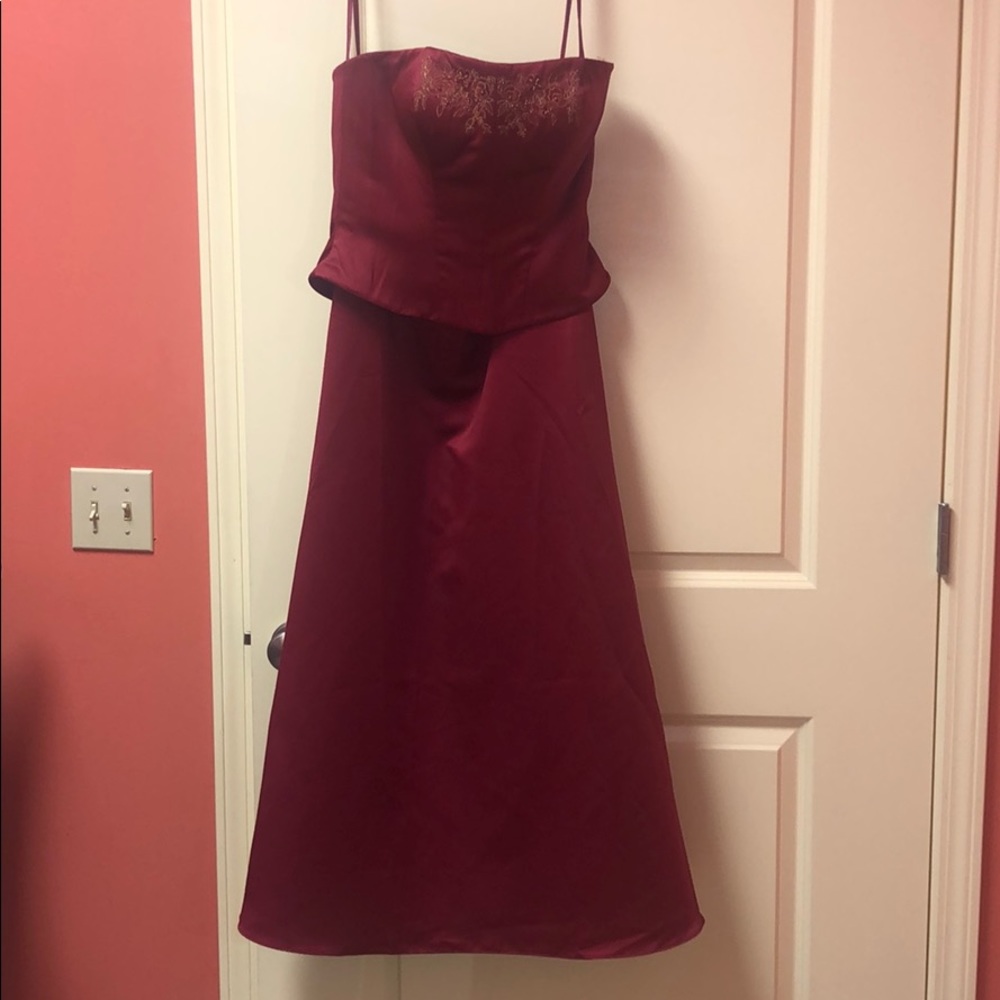Red 2 piece bridesmaid dress